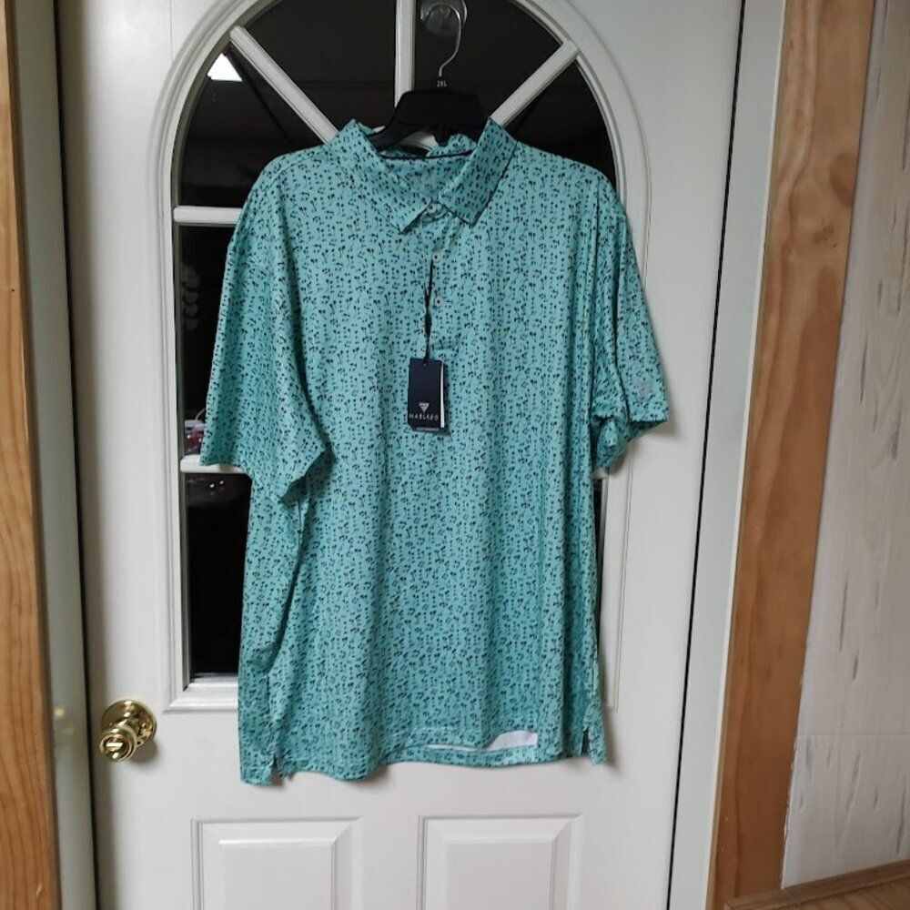 New With Tag Maelreg Mint Green Palm Trees Performance Polo Size Men's XL